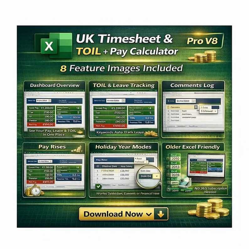 UK Pay, TOIL & Leave Calculator
