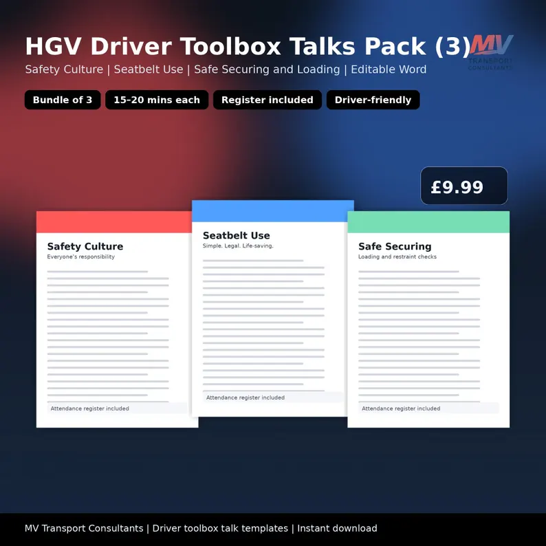 Toolbox Talks: Safety Culture, Seatbelts & Safe Loading