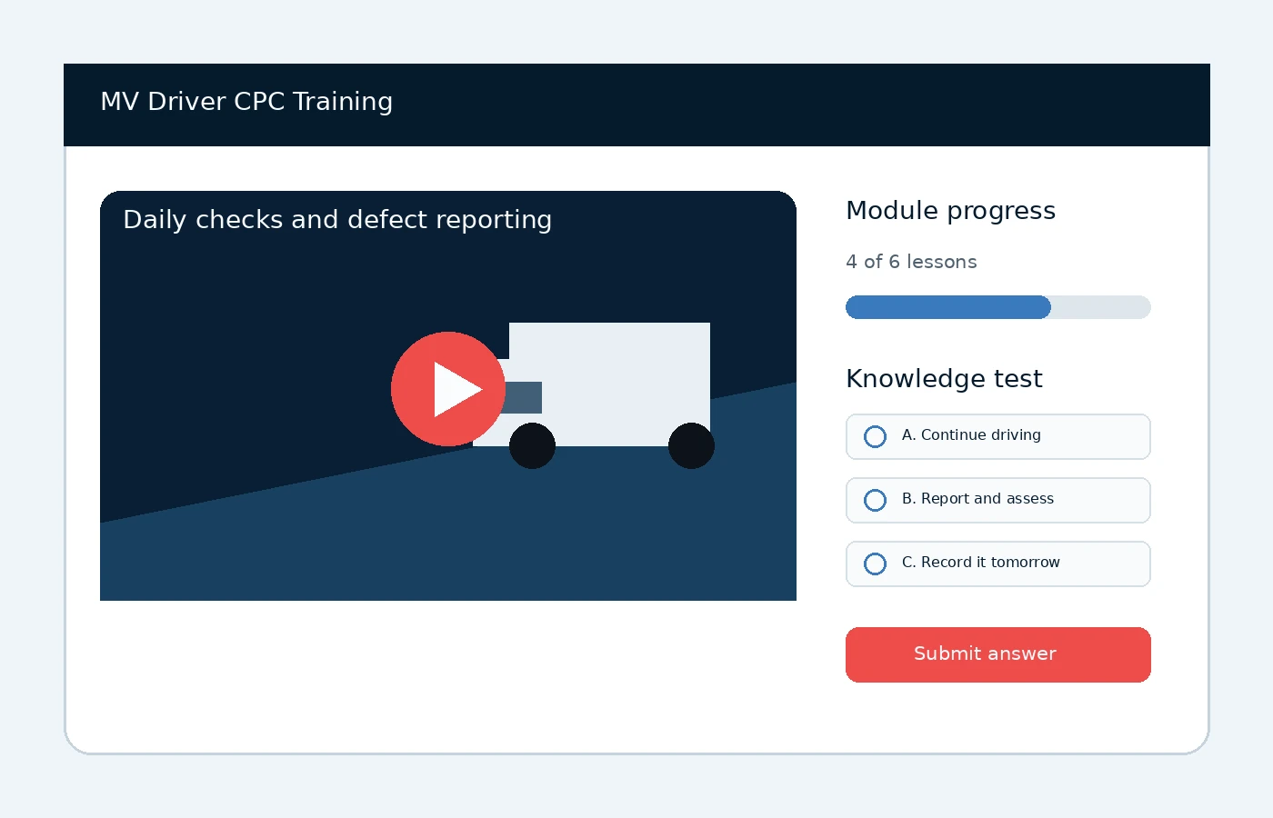Concept preview of HGV Driver CPC
