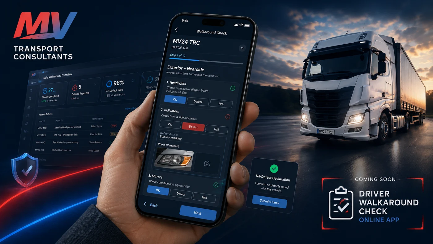 MV Fleet Compliance driver walkaround check on a mobile phone